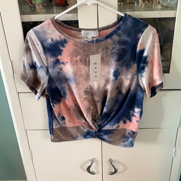 Gaze jr sz L knotted front tie dye top NWT - Picture 2 of 5